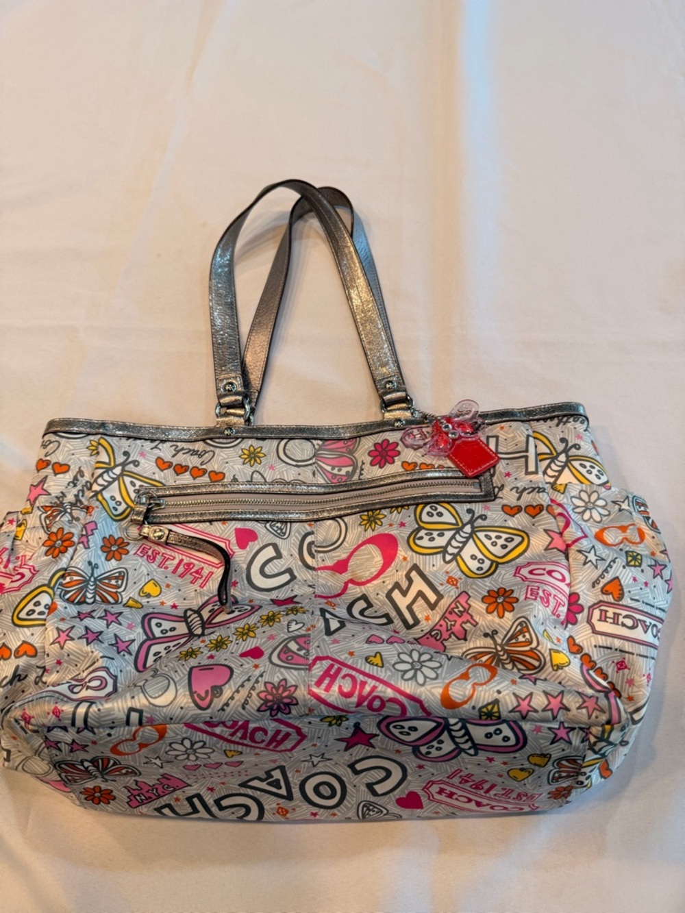 Coach No F16219 Large Poppy Butterfly Graffiti Bandana Tote Diaper Bag